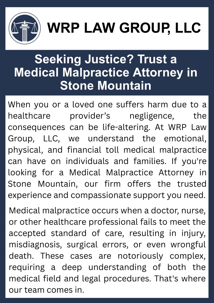 PPT - Seeking Justice? Trust a Medical Malpractice Attorney in Stone Mountain PowerPoint Presentation - ID:14470504
