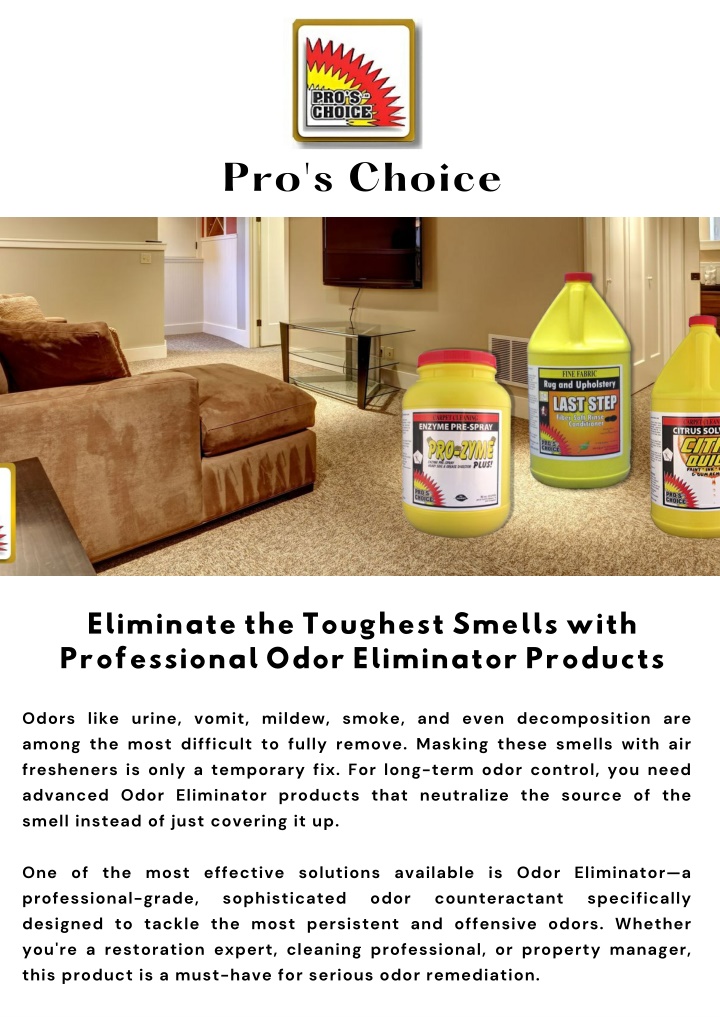 PPT - Eliminate the Toughest Smells with Professional Odor Eliminator Products PowerPoint Presentation - ID:14461474