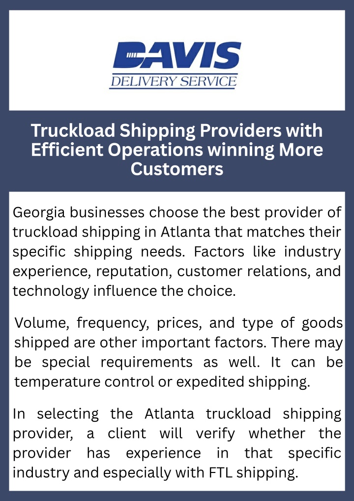 PPT - Truckload Shipping Providers with Efficient Operations winning More Customers PowerPoint Presentation - ID:14594516