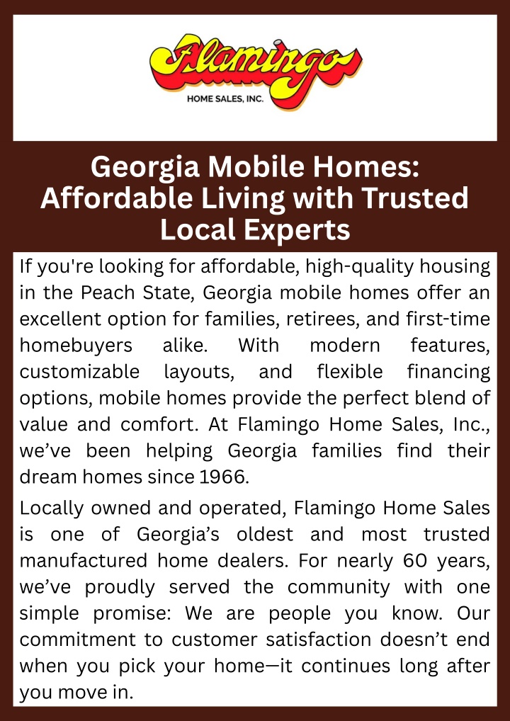 PPT - Georgia Mobile Homes Affordable Living with Trusted Local Experts PowerPoint Presentation - ID:14562235