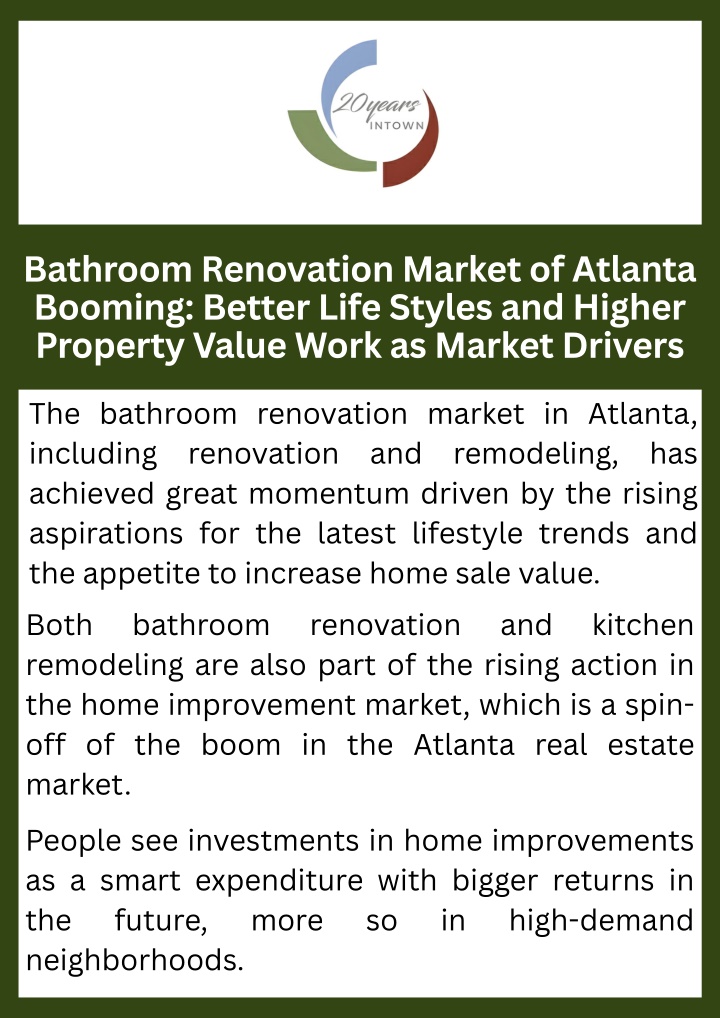PPT - Bathroom Renovation Market of Atlanta Booming Better Life Styles and Higher Property Value Work as Market Drivers PowerPoint Presentation - ID:14594684