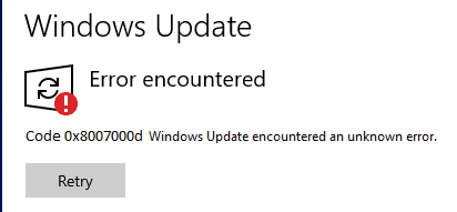 How to Solve Windows Update Error Code 0x8007000D