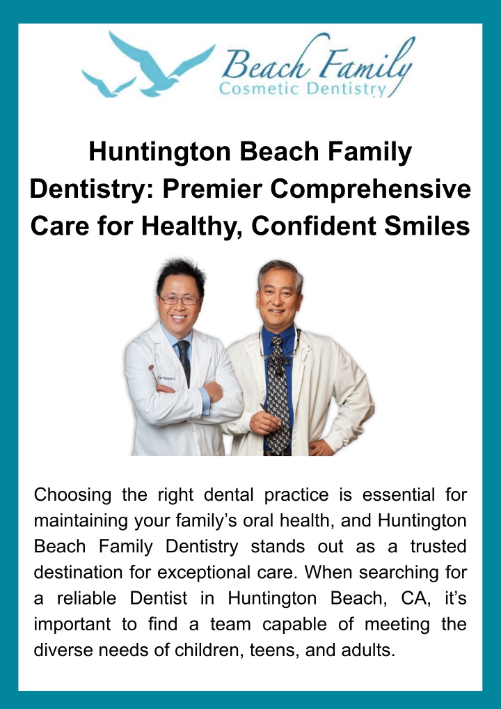 PPT - Huntington Beach Family Dentistry Premier Comprehensive Care for Healthy, Confident Smiles PowerPoint Presentation - ID:14657595