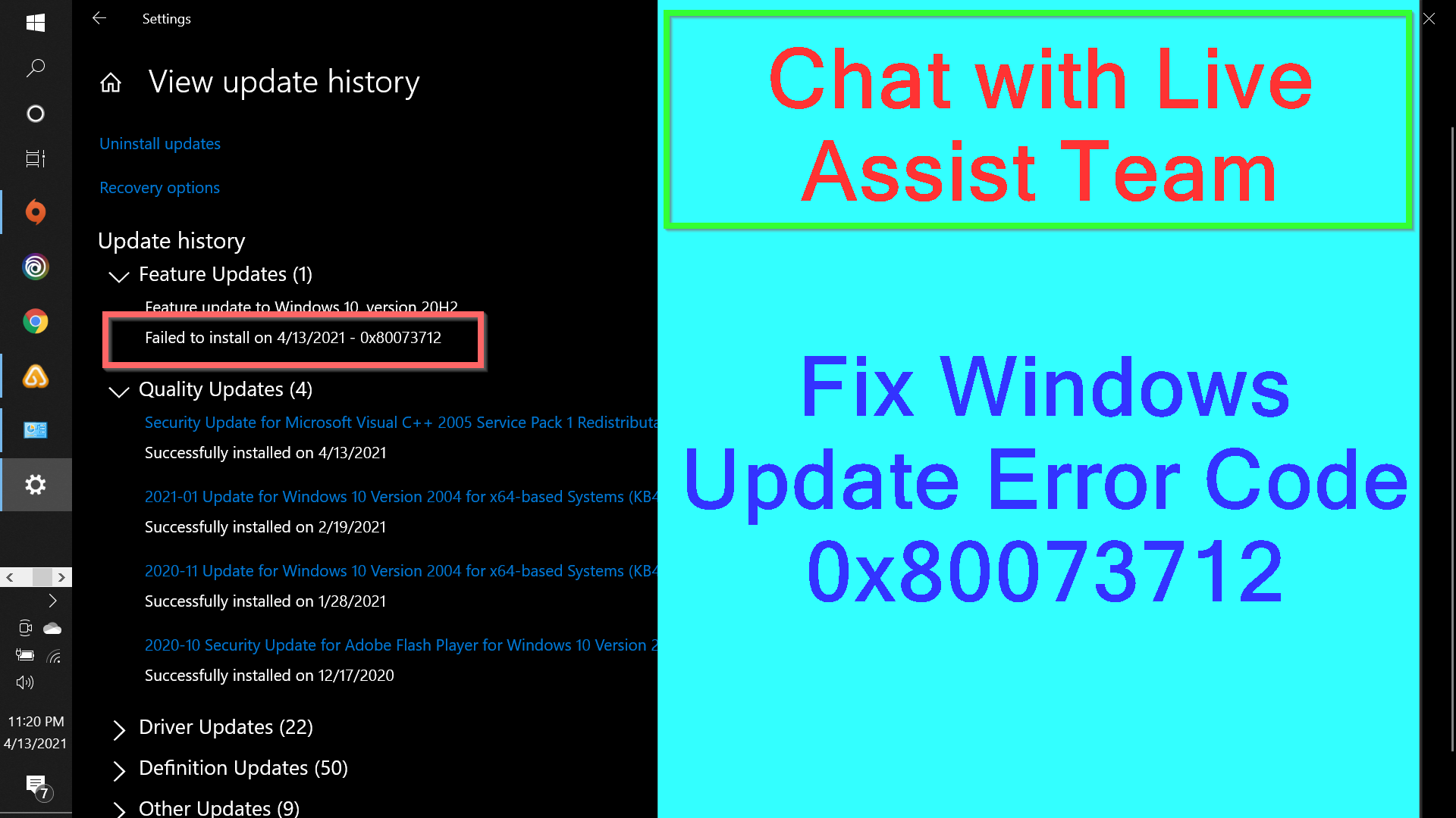 Windows Error code 0x80073712 in 2xH2 stucks - Get fixed