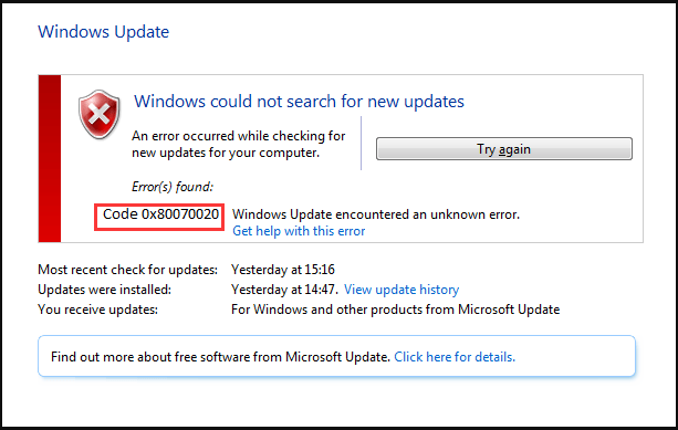 Solutions to fix Windows 10/11 Update Error Code 0x80070020
