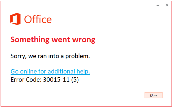 Solutions for the Microsoft Office Error code 30015-11 (5)