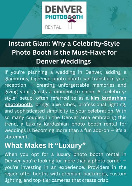 Instant Glam: Why a Celebrity-Style Photo Booth Is the Must-Have for Denver Weddings | PDF