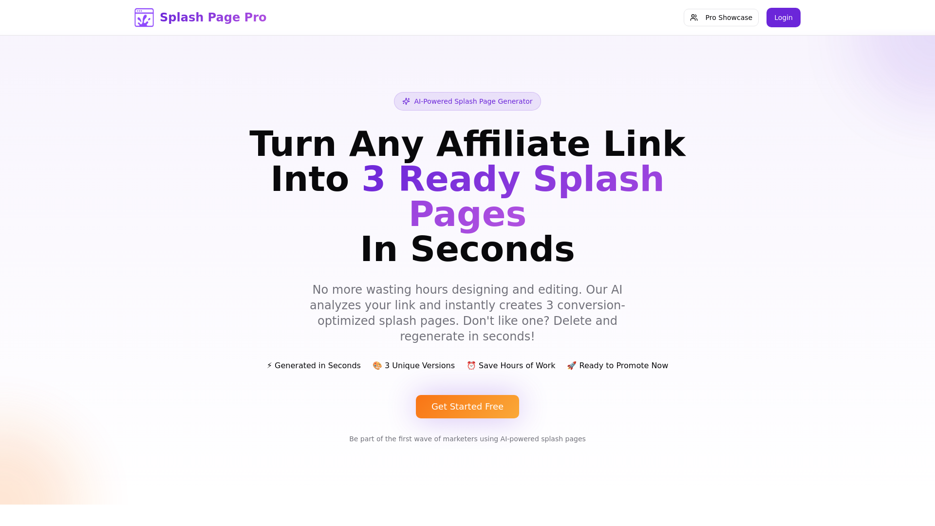 Splash Page Pro - AI-Powered Affiliate Splash Page Generator