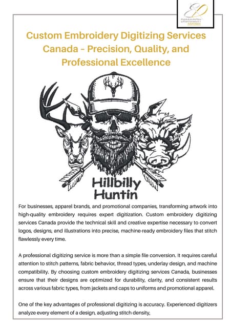 Custom embroidery digitizing services Canada | PDF
