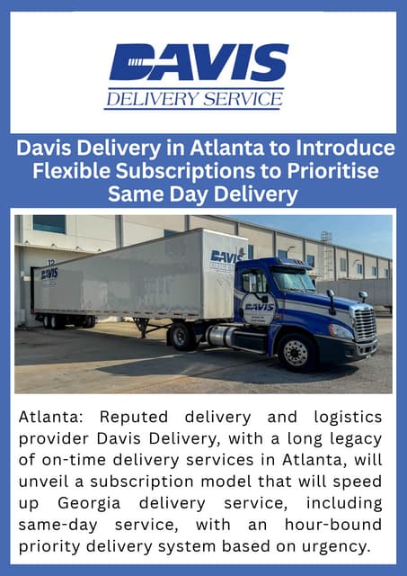 Davis Delivery in Atlanta to Introduce Flexible Subscriptions to Prioritise Same Day Delivery .pdf