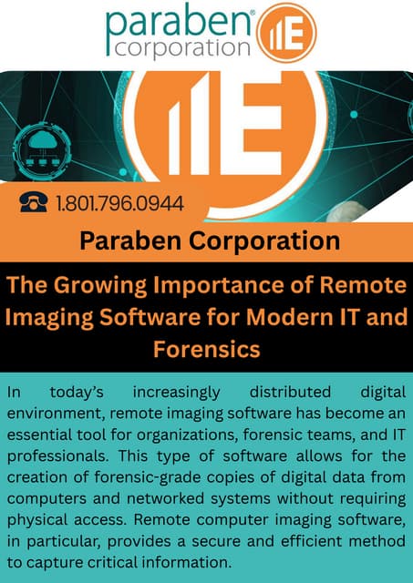 The Growing Importance of Remote Imaging Software for Modern IT and Forensics | PDF