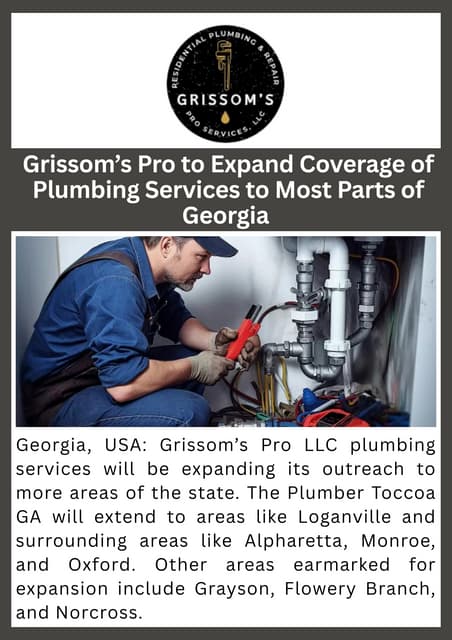 Grissom’s Pro to Expand Coverage of Plumbing Services to Most Parts of Georgia.pdf