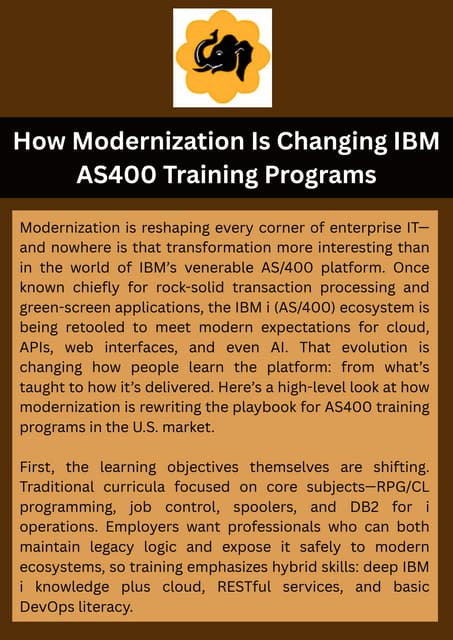 How Modernization Is Changing IBM AS400 Training Programs | PDF