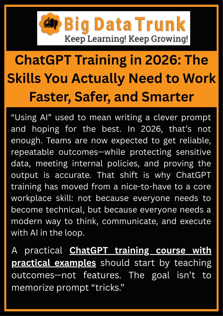 PPT - ChatGPT Training in 2026 The Skills You Actually Need to Work Faster, Safer, and Smarter PowerPoint Presentation - ID:14782972