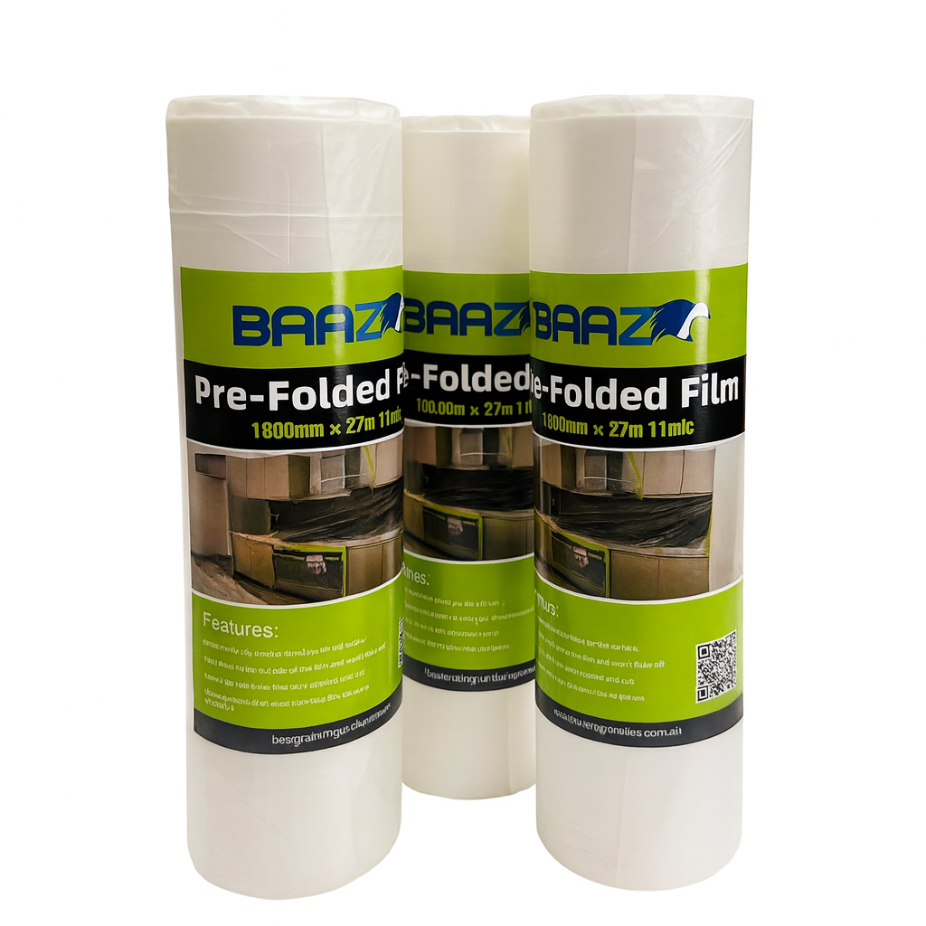 BAAZ Pre-Folded Masking Film 1800mm x 27m - BAAZ Painting Supplies